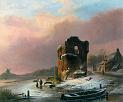 Jonxis_Pieter_Hendrik_Lodewijk_Winter_Landscape_Frozen_River_1842_Oil_On_Canvas