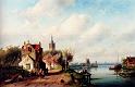 Leickert_Charles_A_Village_Along_A_River_A_Town_In_The_Distance