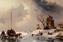 Leickert_Charles_Figures_Loading_A_Horse_Drawn_Cart_On_The_Ice